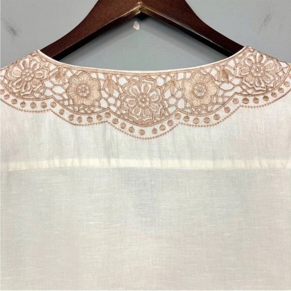 Chico's White and Brown Embroidered Tunic - Picture 6 of 8